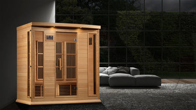 Golden Designs Maxxus MX-K406-01-ZF Corner Near Zero EMF 4 Person FAR Infrared Sauna, Canadian Hemlock - Upzy.com