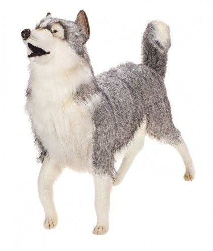 Hansa Creations GRAY Husky Life Sized Dog 46"L Stuffed Animal Toy 5045 - Upzy.com