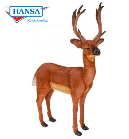 Hansa Creations White Tailed Deer 30"L x 42"H Stuffed Animal Toy 4509 - Upzy.com
