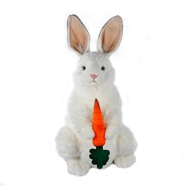 Hansa Mechanical Up/Down Hansatronics White Bunny w/ Carrot Stuffed Animal Toy, 0738 - Upzy.com