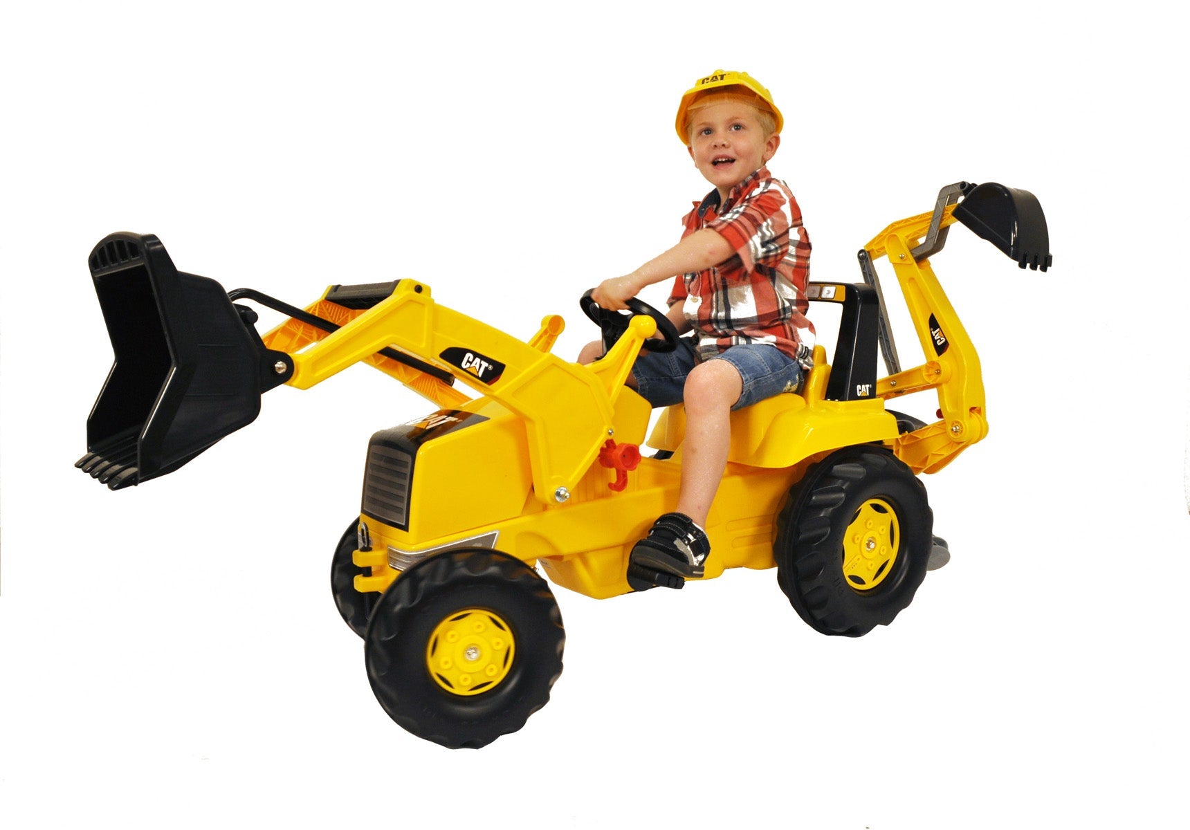 Kettler USA Rolly CAT Caterpillar Front Loader W/Backhoe Ride-On Toy, 813001 - Upzy.com