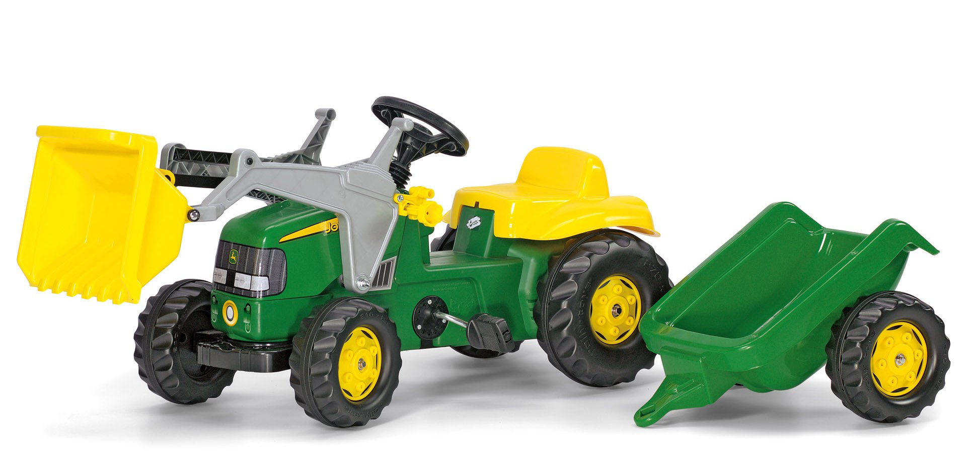 Kettler USA Rolly John Deere 4 Wheel Tractor with Trailer Ride-On Toy 023110 - Upzy.com