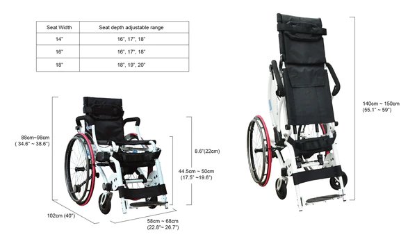 Leo II Lightest Standing Portable Manual Wheelchair