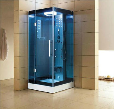 Mesa WS-303A-Blue Glass In-Home Walk-In Steam Shower 32"L x 32"W x 85"H - Upzy.com
