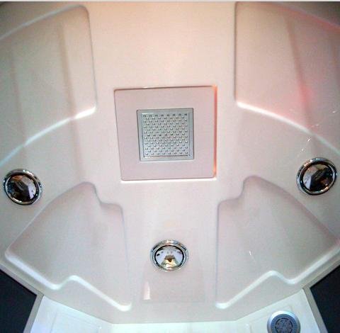 Mesa WS-702A In-Home Walk-In Steam Shower Tub Combo w/ Blue Glass 61"L x 61"W x 89"H - Upzy.com