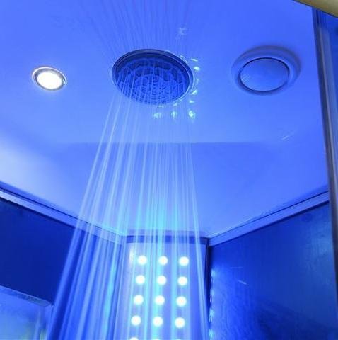 Mesa WS-9090K-Blue Glass In-Home Walk-In Steam Shower 36"L x 36"W x 85"H - Upzy.com