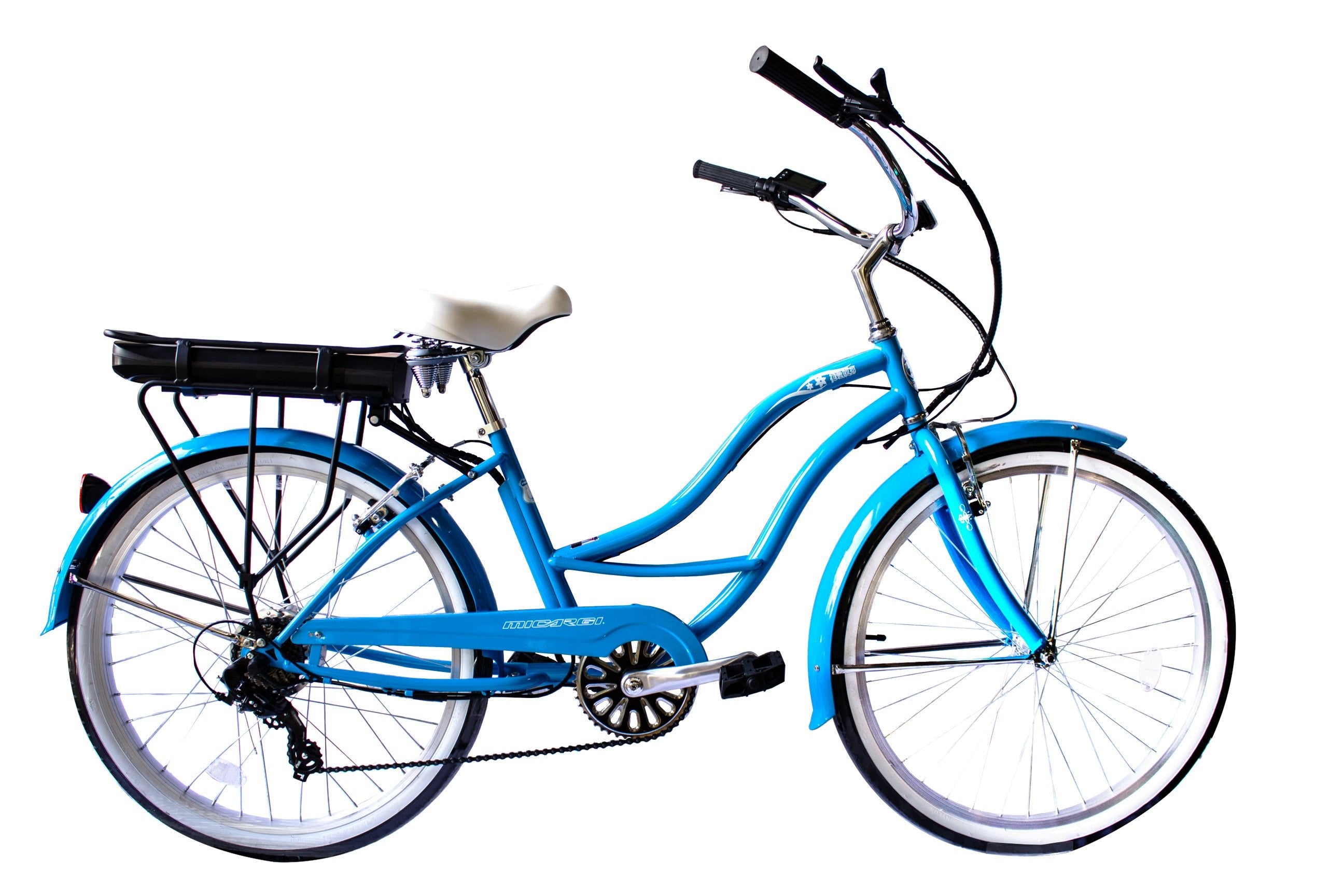beach cruiser electric bicycle Micargi 26" 350W Luna Cruiser Electric Bike