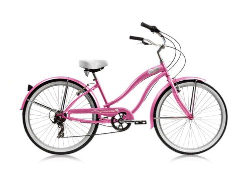 Micargi ROVER 26" Women's Step-Thru Shimano 7 Speed Beach Cruiser Bike Pink Micargi ROVER 26" Women's Step-Thru Shimano 7 Speed Beach Cruiser Bike Pink
