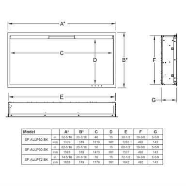 Monessen Allusion PLATINUM SF-ALLP60-BK 60" Recessed Linear Electric Fireplace - Upzy.com