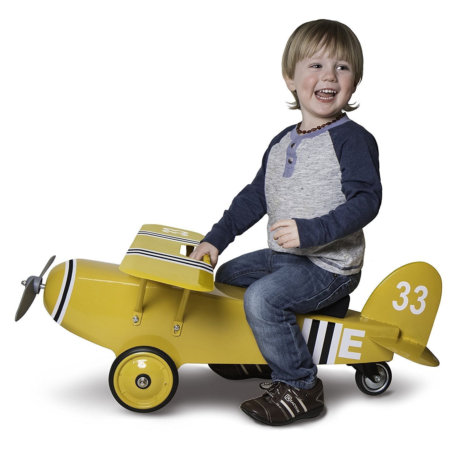 Morgan Cycle Yellow 33 Airplane Scoot Foot To Floor Ride-On Toy 71133 - Upzy.com