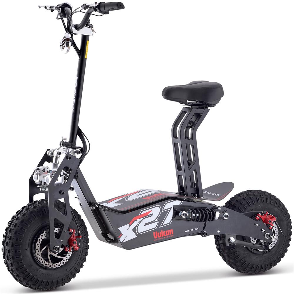 MotoTec Vulcan 1600W 48V Fat Tire Suspension Folding Seated Electric Scooter - Upzy.com