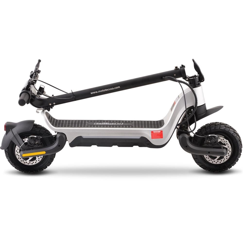 MotoTec Fury 48v 1000w Lithium Electric Scooter, Silver