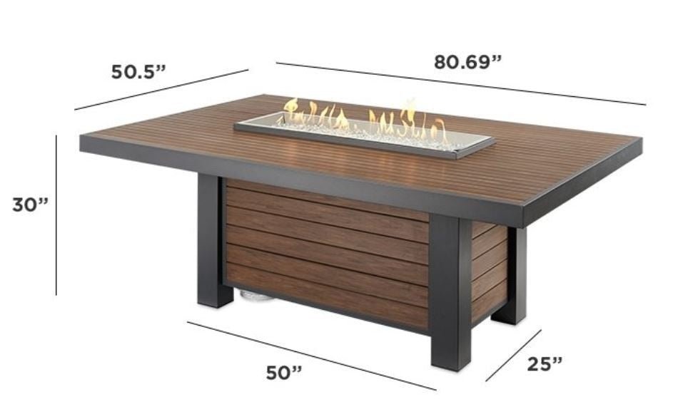 Outdoor GreatRoom KENWOOD KW-1242-K LINEAR Dining Height Gas Fire Pit Table - Upzy.com