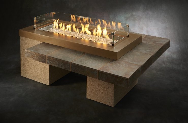 Outdoor GreatRoom UPTOWN Linear Gas Fire Pit Table, UPT-1242 - Upzy.com
