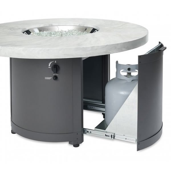 Outdoor GreatRoom White Onyx Beacon Chat Height Gas Fire Pit Table, BC-20-WO - Upzy.com