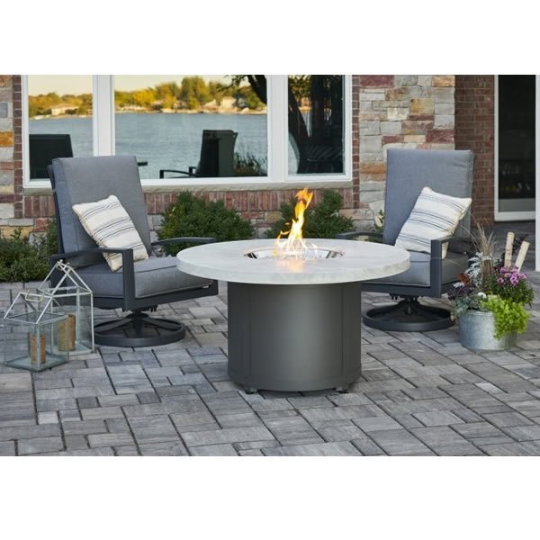 Outdoor GreatRoom White Onyx Beacon Chat Height Gas Fire Pit Table, BC-20-WO - Upzy.com