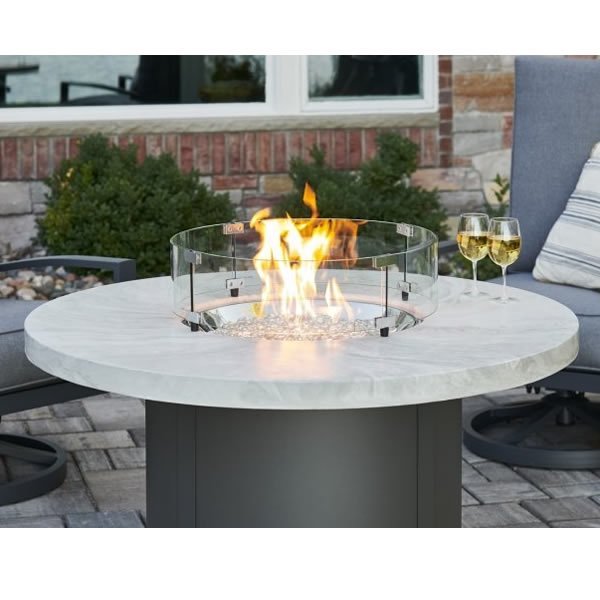 Outdoor GreatRoom White Onyx Beacon Chat Height Gas Fire Pit Table, BC-20-WO - Upzy.com