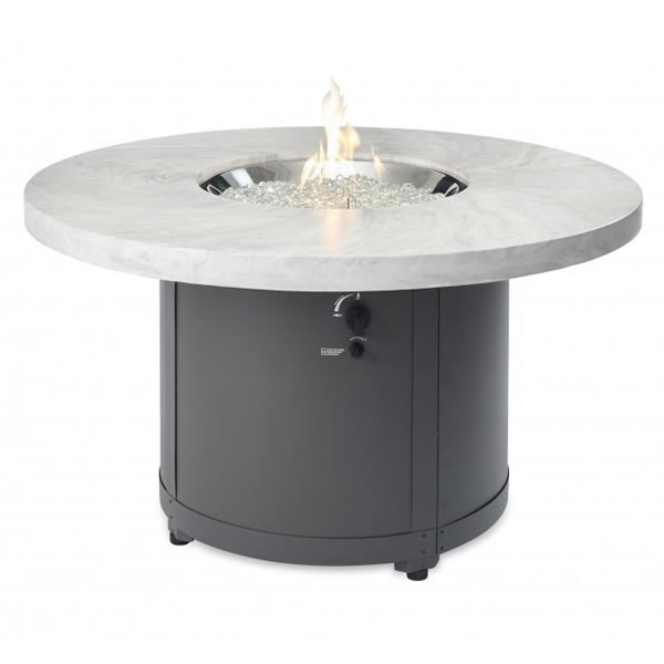 Outdoor GreatRoom White Onyx Beacon Chat Height Gas Fire Pit Table, BC-20-WO - Upzy.com