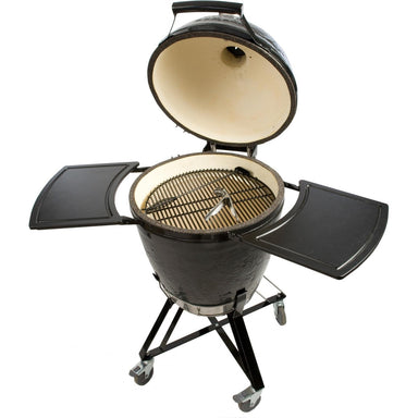 Primo PG00773 Round All-in-One Kamado Charcoal Ceramic Smoker Grill w/Cradle Side Shelves - Upzy.com