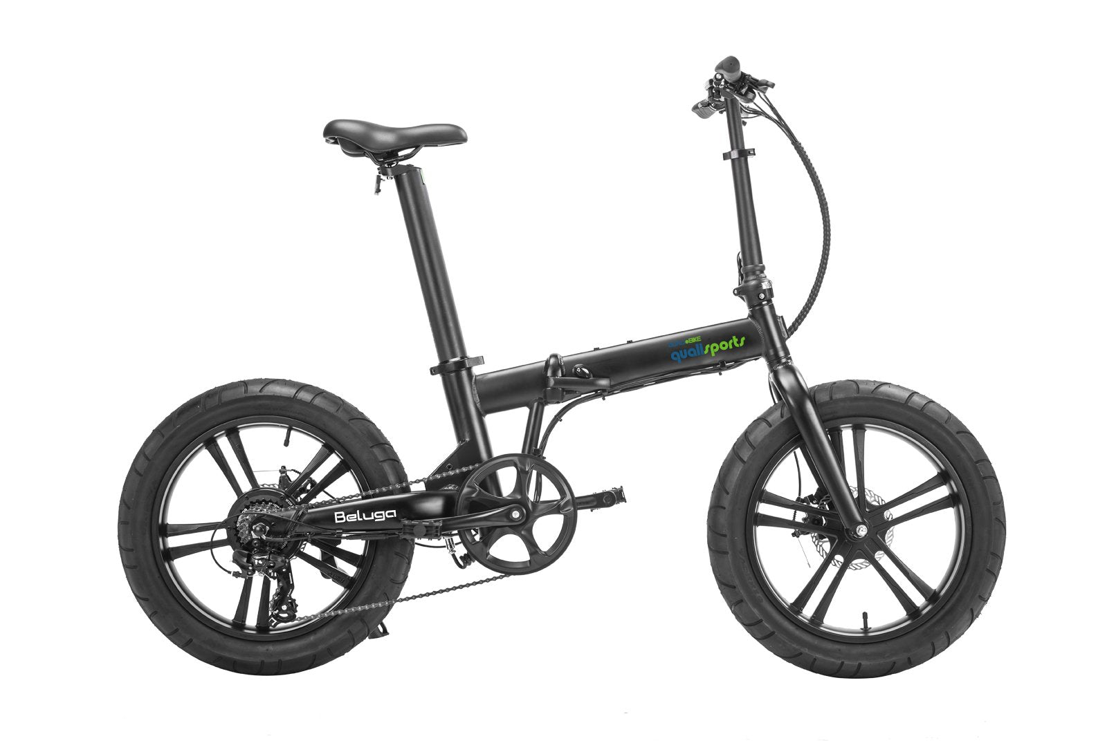 Qualisports Beluga 500W 48V 20" 7 Speed Fat Tire Folding Electric Bike - Upzy.com