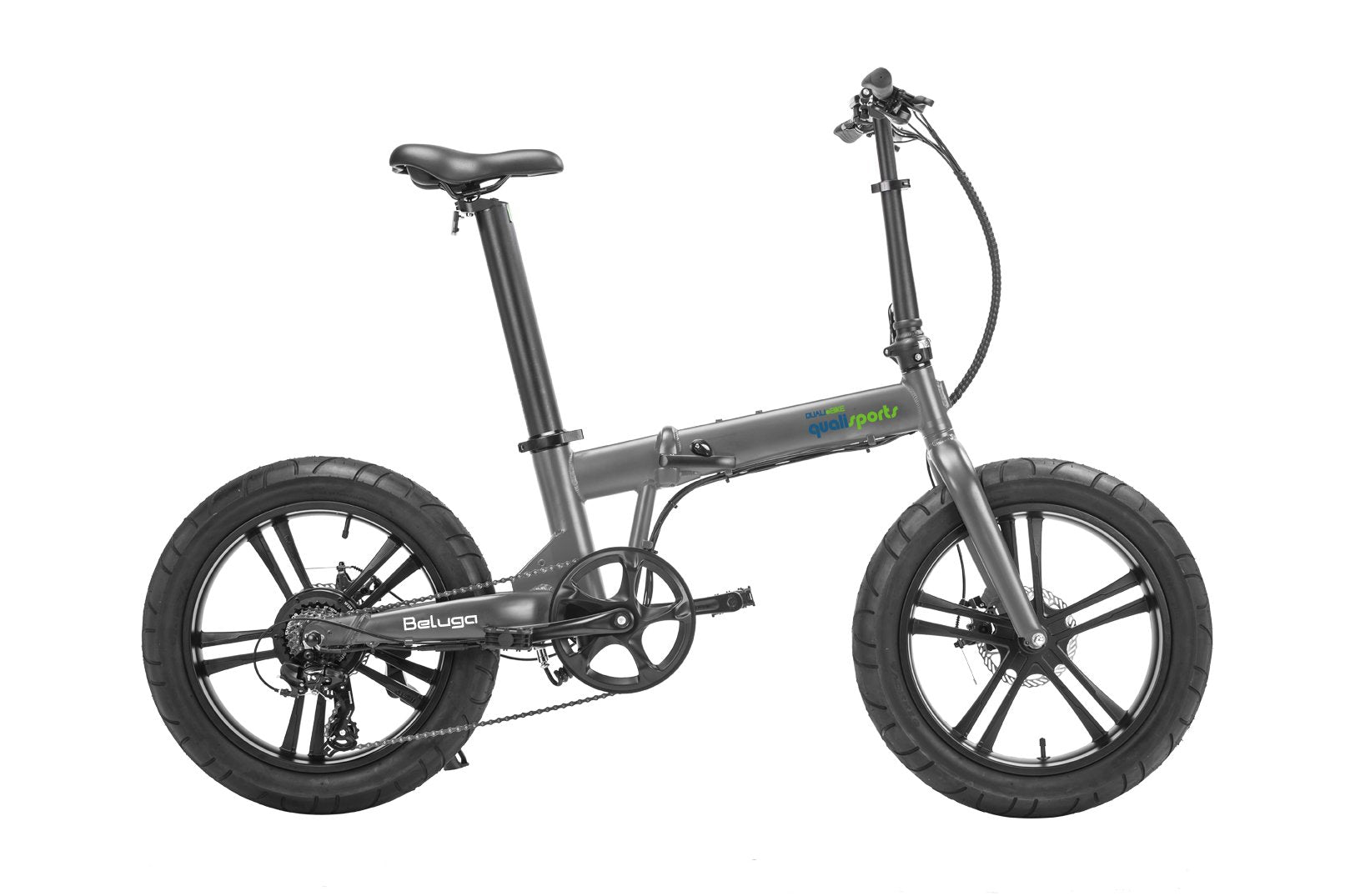 Qualisports Beluga 500W 48V 20" 7 Speed Fat Tire Folding Electric Bike - Upzy.com