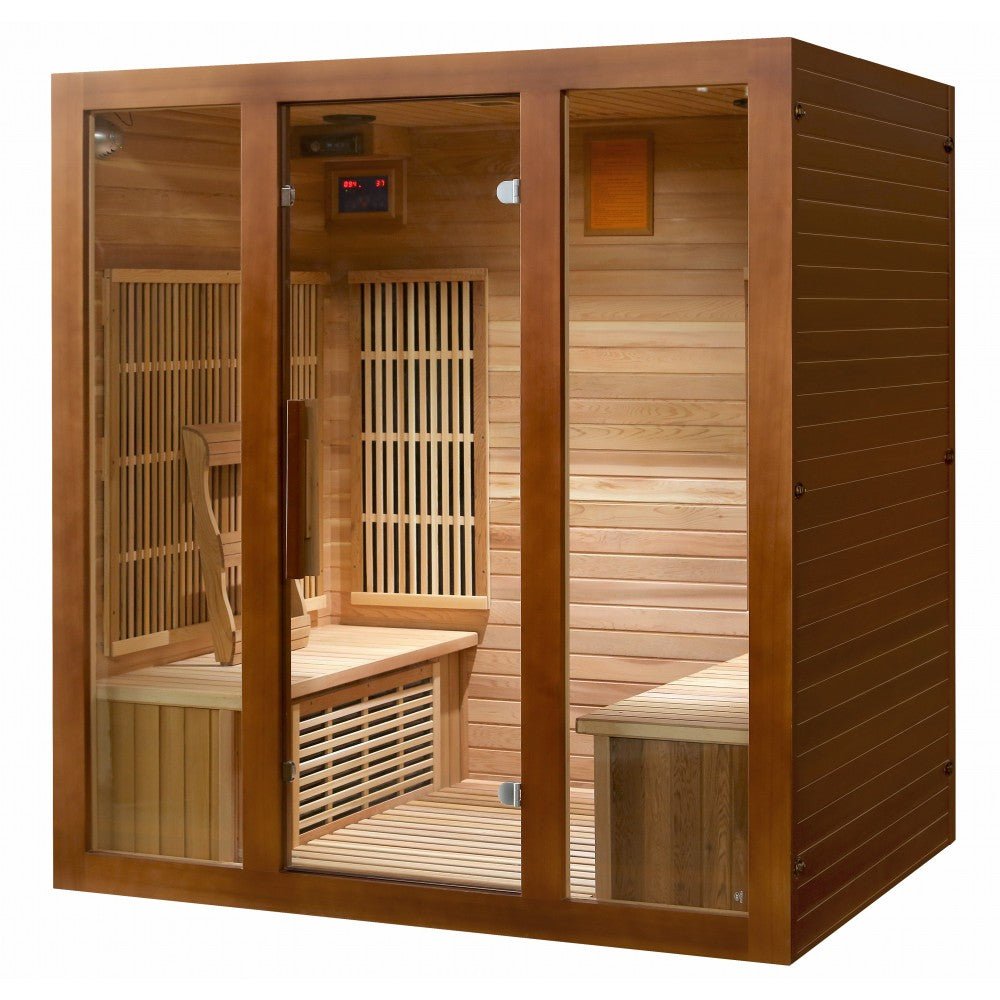 Sunray HL400KS Roslyn 2100W Canadian Red Cedar 4 Person Infrared Sauna - Upzy.com