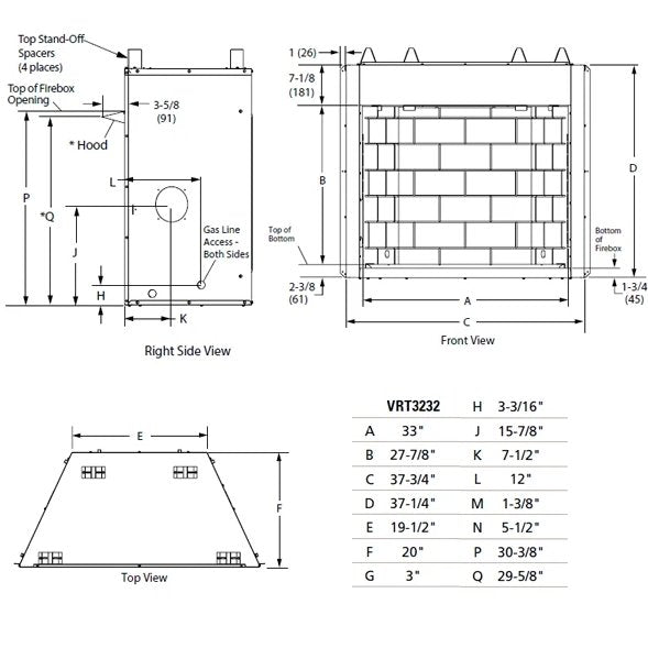 Superior 32" VRT3232 Clean Faced Radiant Vent-Free Gas Firebox - Upzy.com