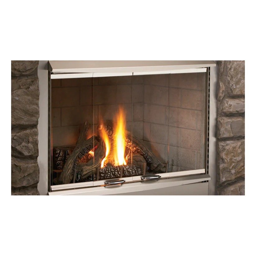 Superior 36 Outdoor Fireplace with Electronic Ignition, White Stacked Refractory  Panels 