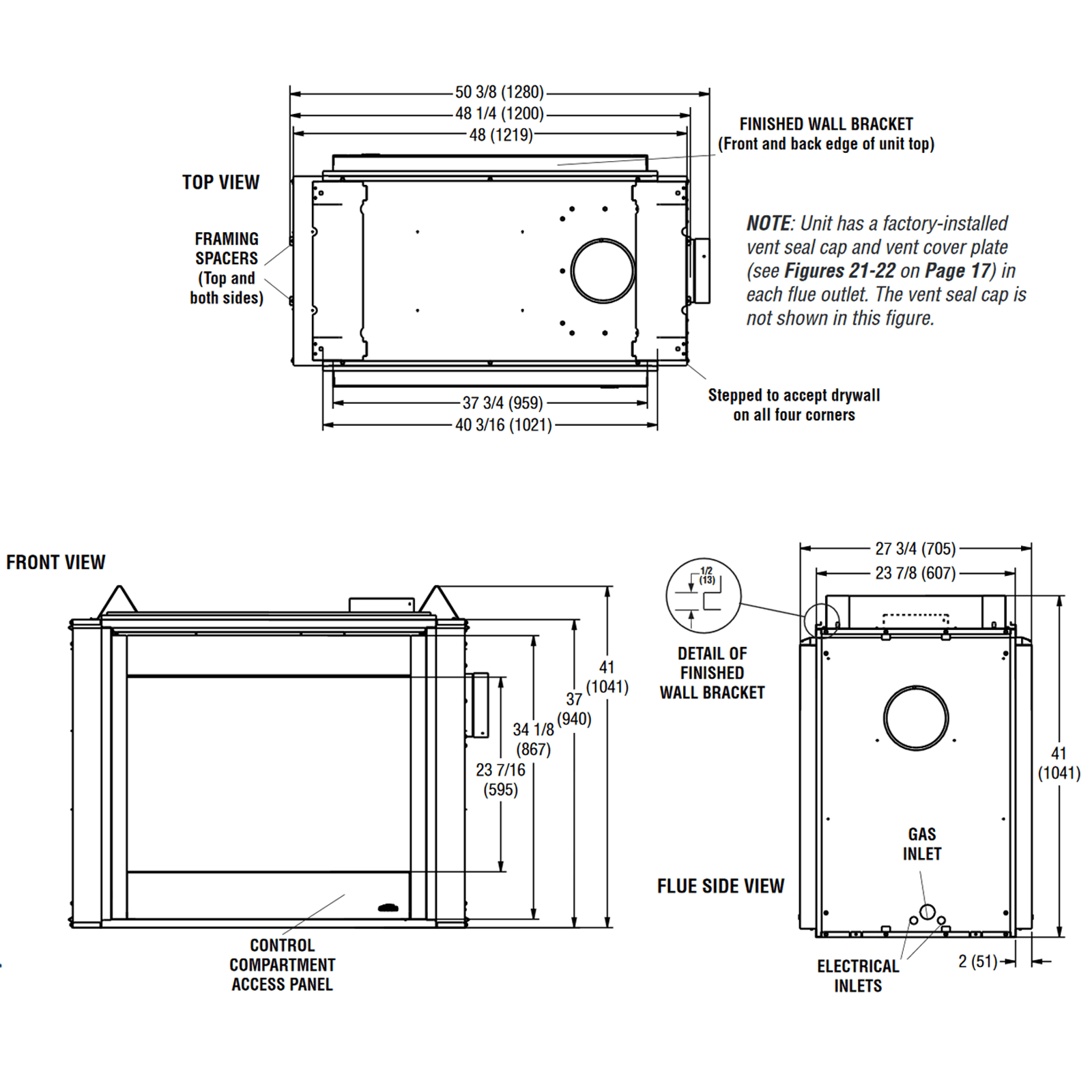 Superior 40" DRT40STDEN SEE-THROUGH Top/Rear Vent Direct Vent Fireplace - Upzy.com