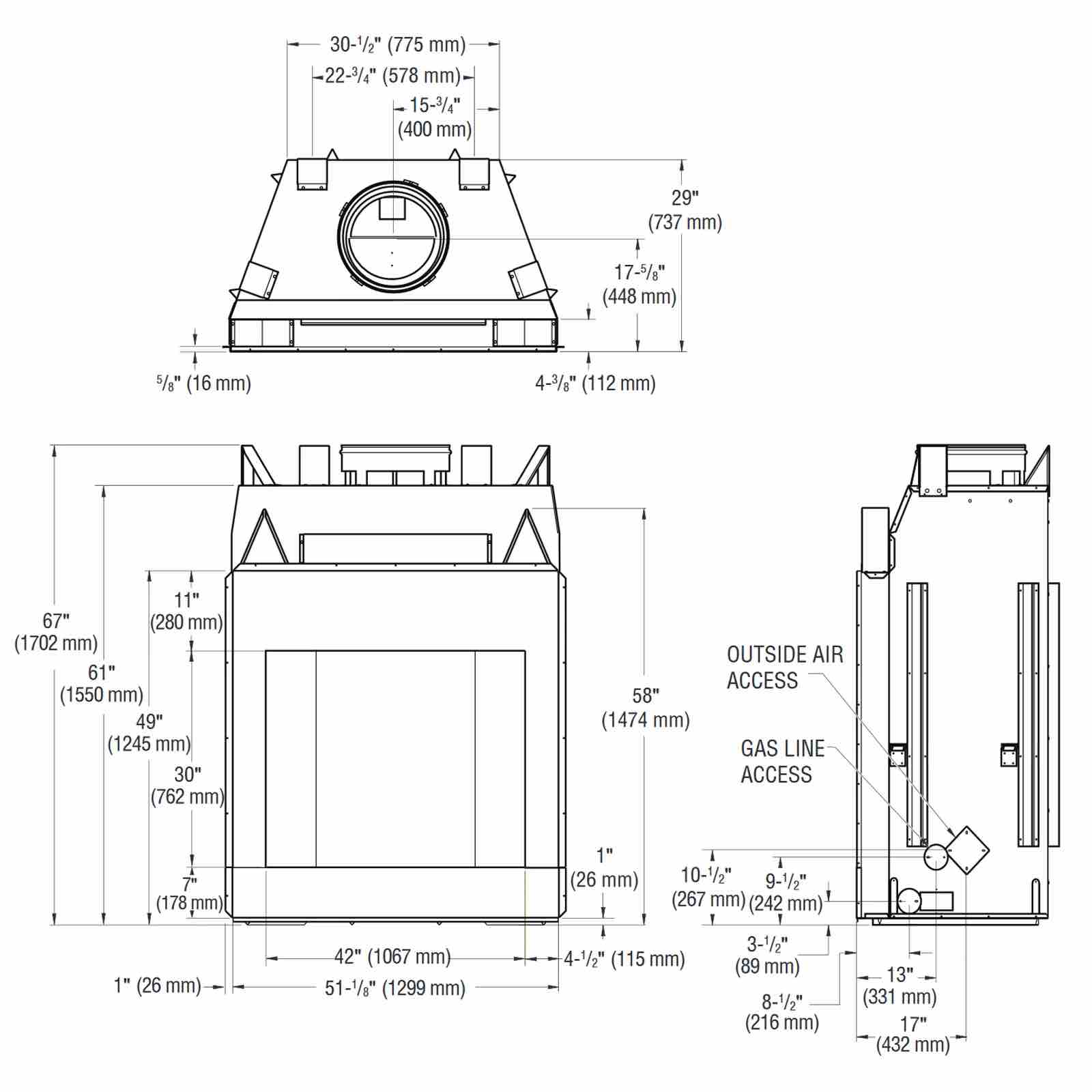 Superior 42" WRE6042 Outdoor Wood Burning Fireplace Fully Insulated firebox