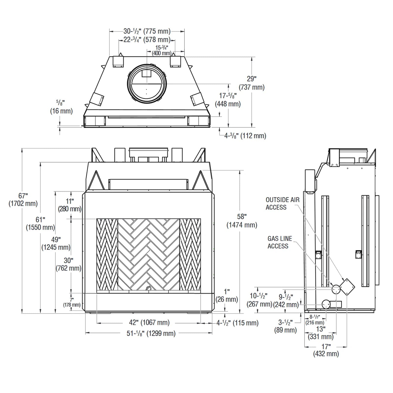 Superior 42" WRE4542 Outdoor Wood Burning Fireplace Fully Insulated Firebox - Upzy.com