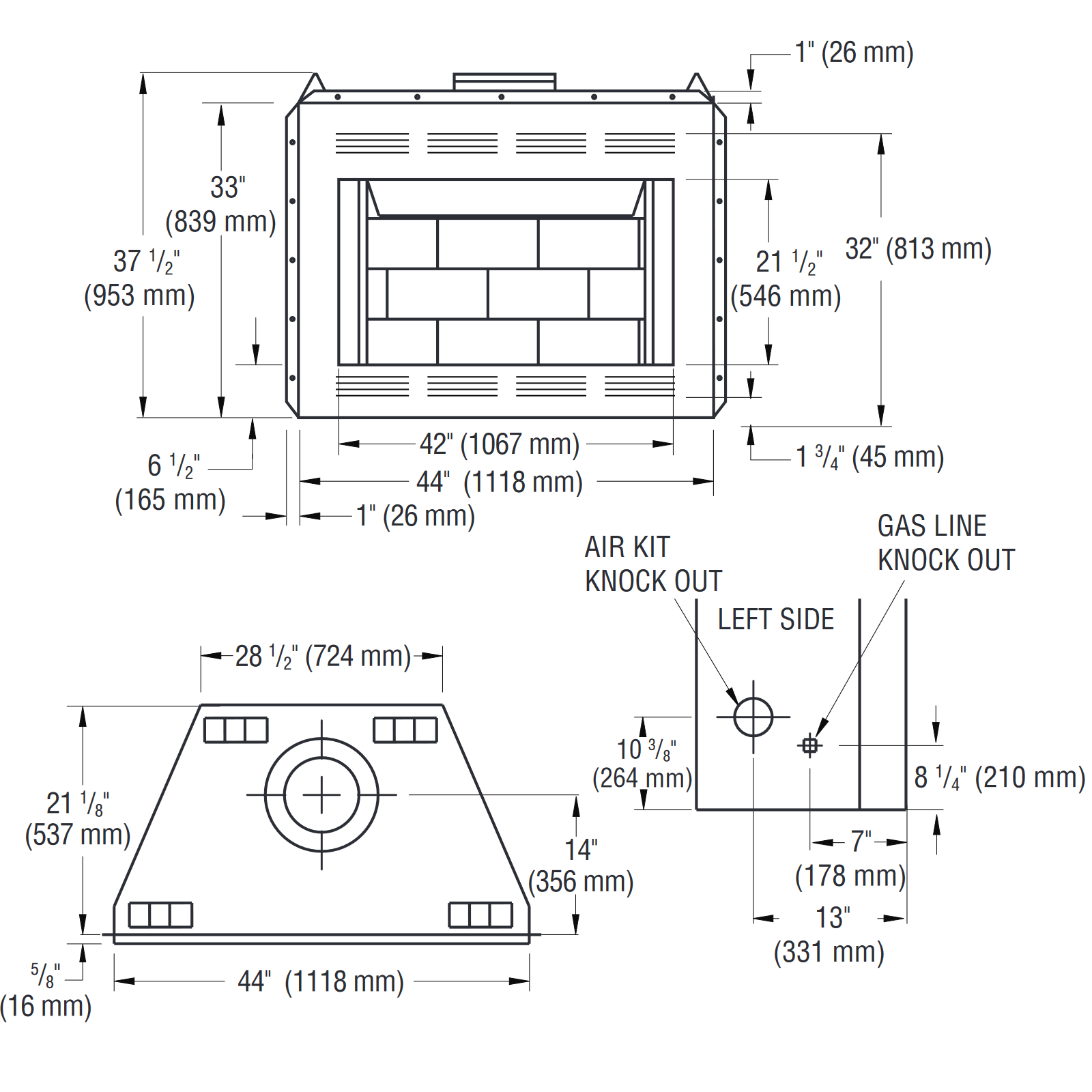 Superior 42" WRT/WCT 2042 Wood Burning Fireplace, White Stacked Refractory Panels - Upzy.com