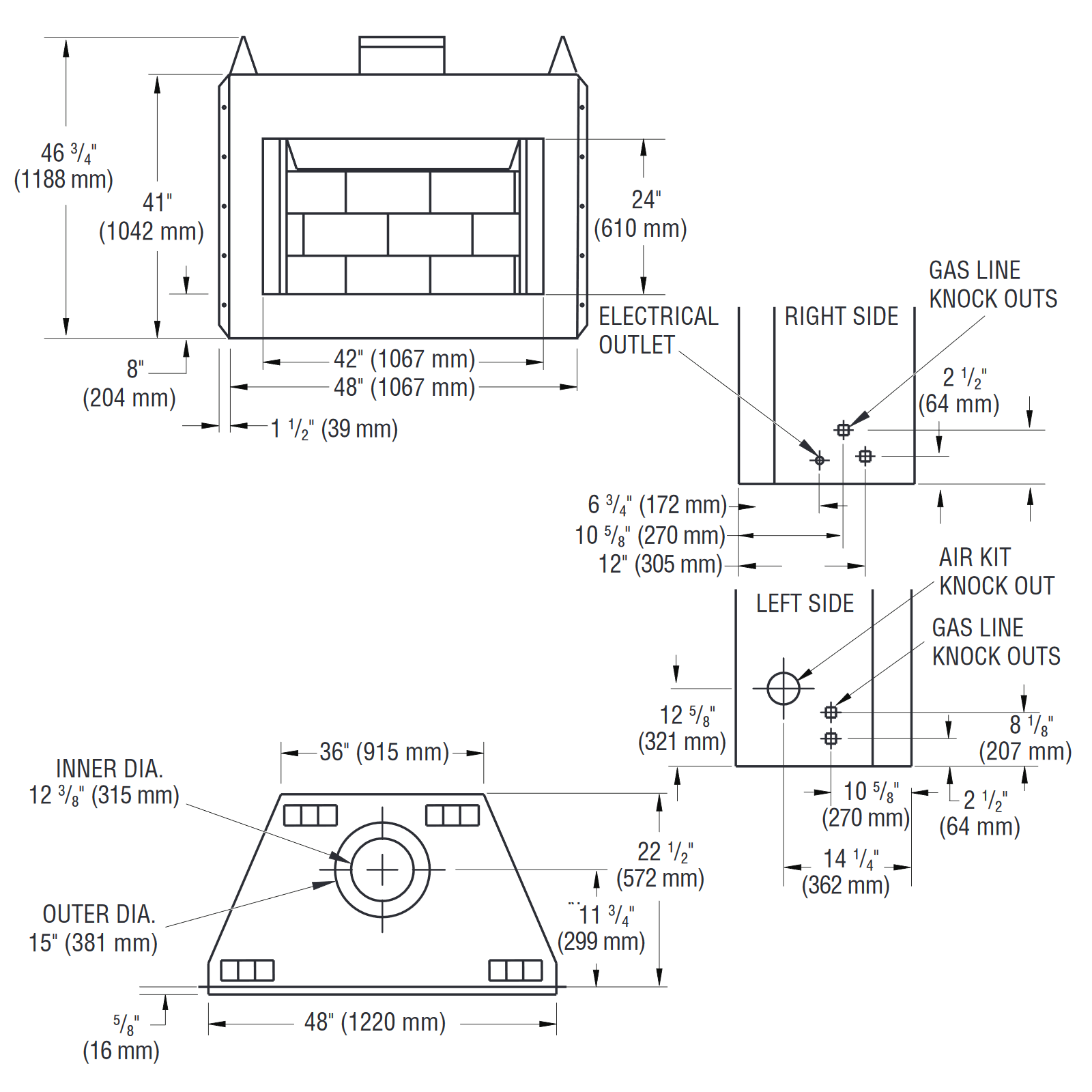 Superior 42" WRT/WCT 3042 Wood Burning Fireplace, White Stacked Refractory Panels - Upzy.com