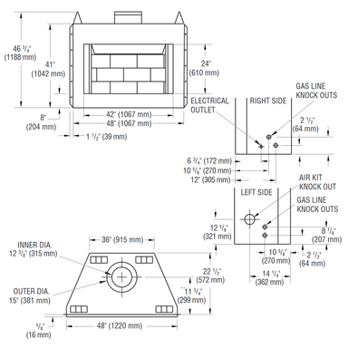 Superior 42" WRT/WCT 3042 Wood Burning Fireplace, White Stacked Refractory Panels - Upzy.com