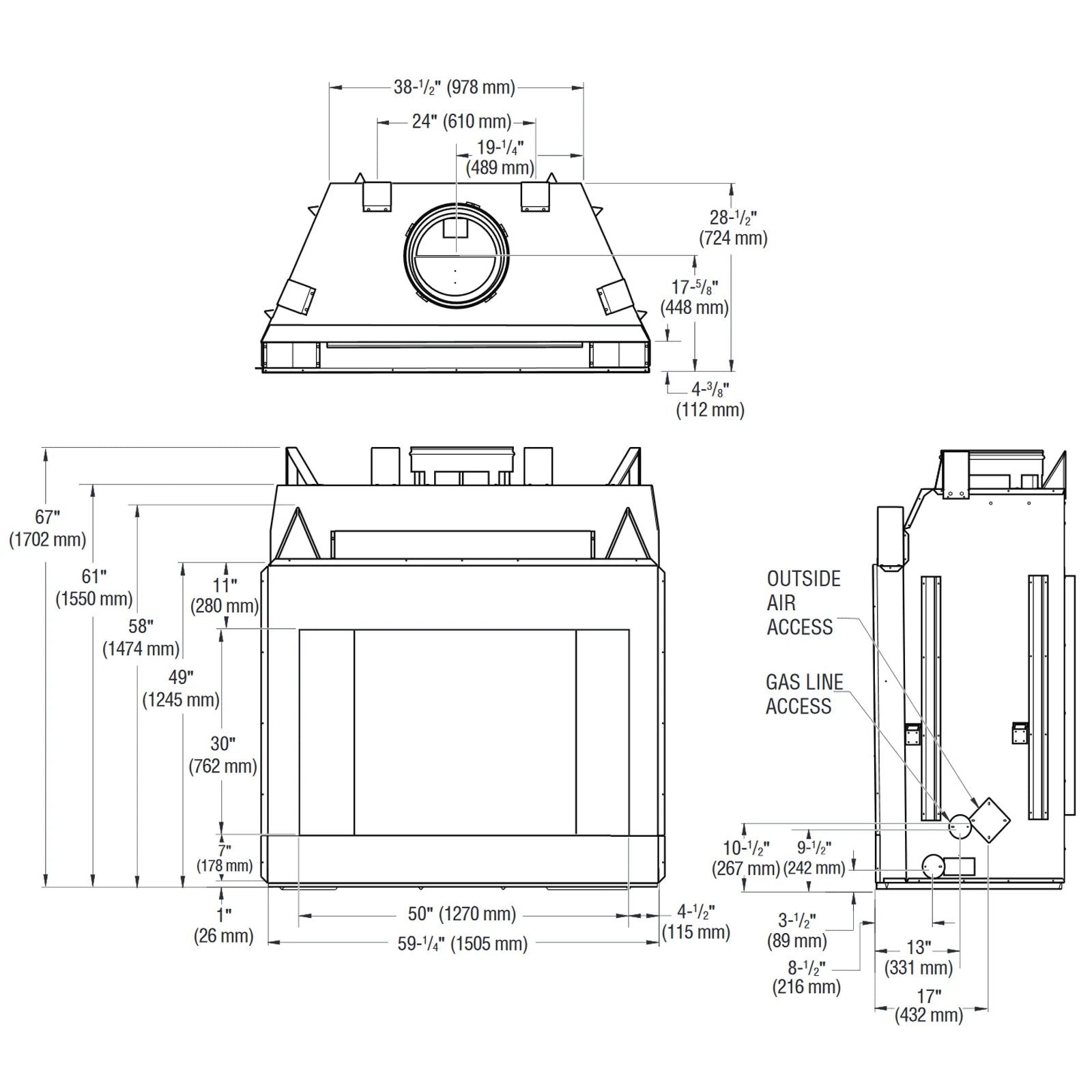 Superior 50" WRT6050 Traditional Wood Burning Fireplace, Mosaic Brick Interior - Upzy.com