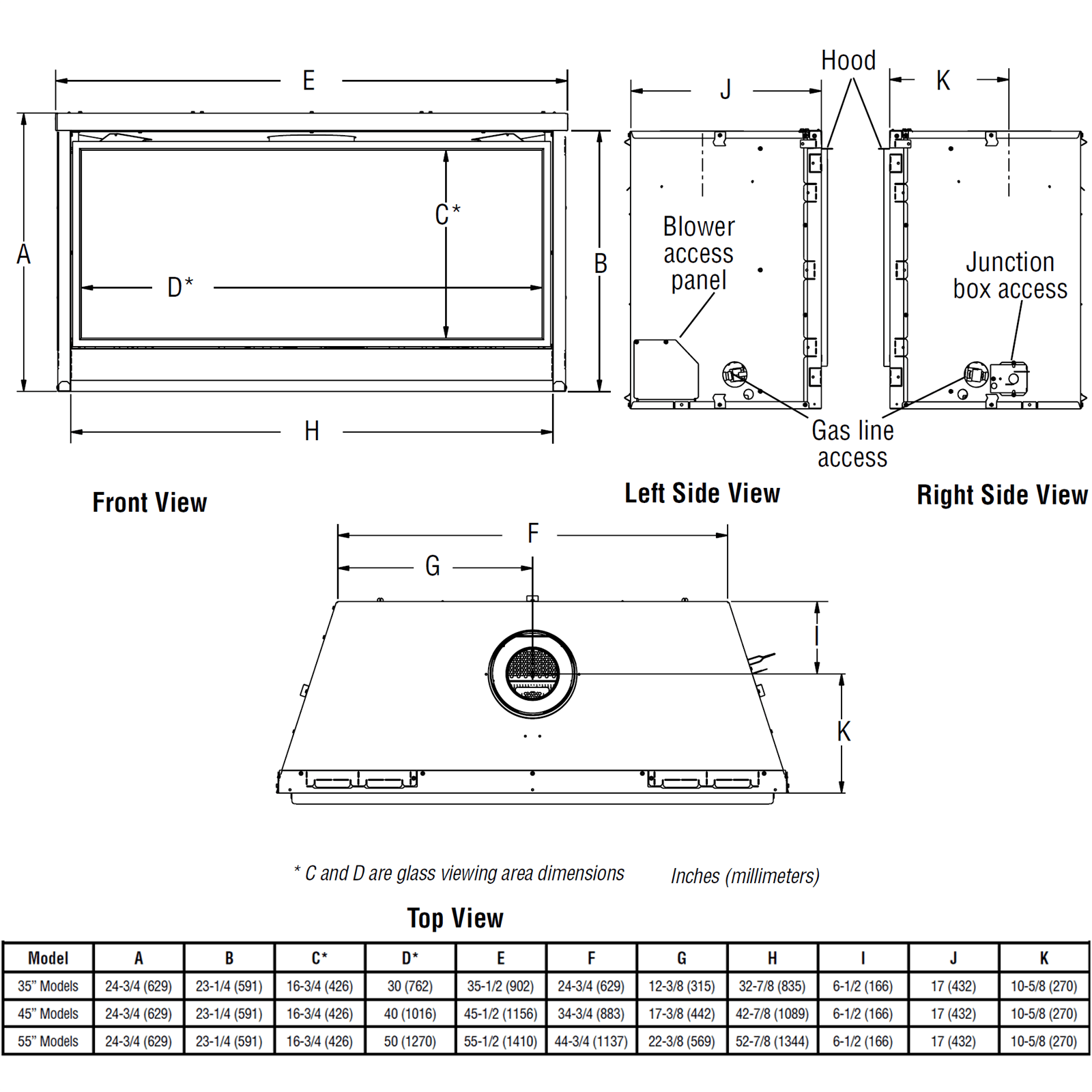 Superior DRL2055TEN 55" Contemporary Linear Direct Vent Fireplace - Upzy.com