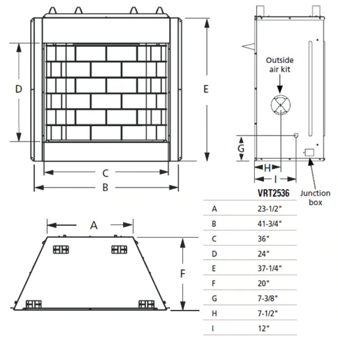 Superior VRT2536WS 36" Vent-Free Clean-Faced Gas Firebox, White Refractory Liner - Upzy.com