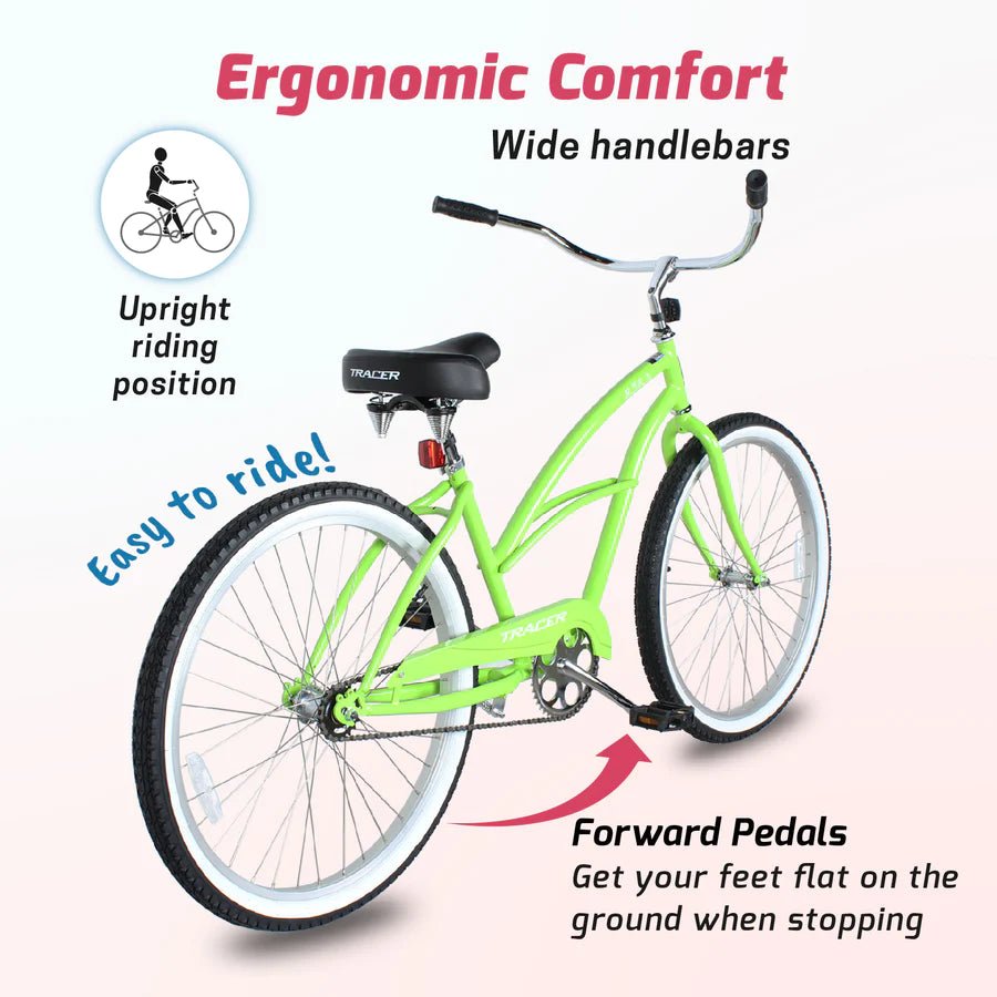 Tracer BORA 26" Step-Through Hybrid Single Speed Fat Tire Beach Cruiser Bike - Upzy.com