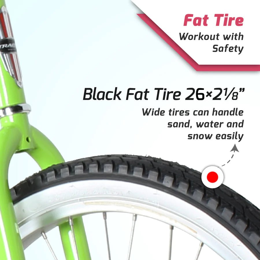 Tracer BORA 26" Step-Through Hybrid Single Speed Fat Tire Beach Cruiser Bike - Upzy.com