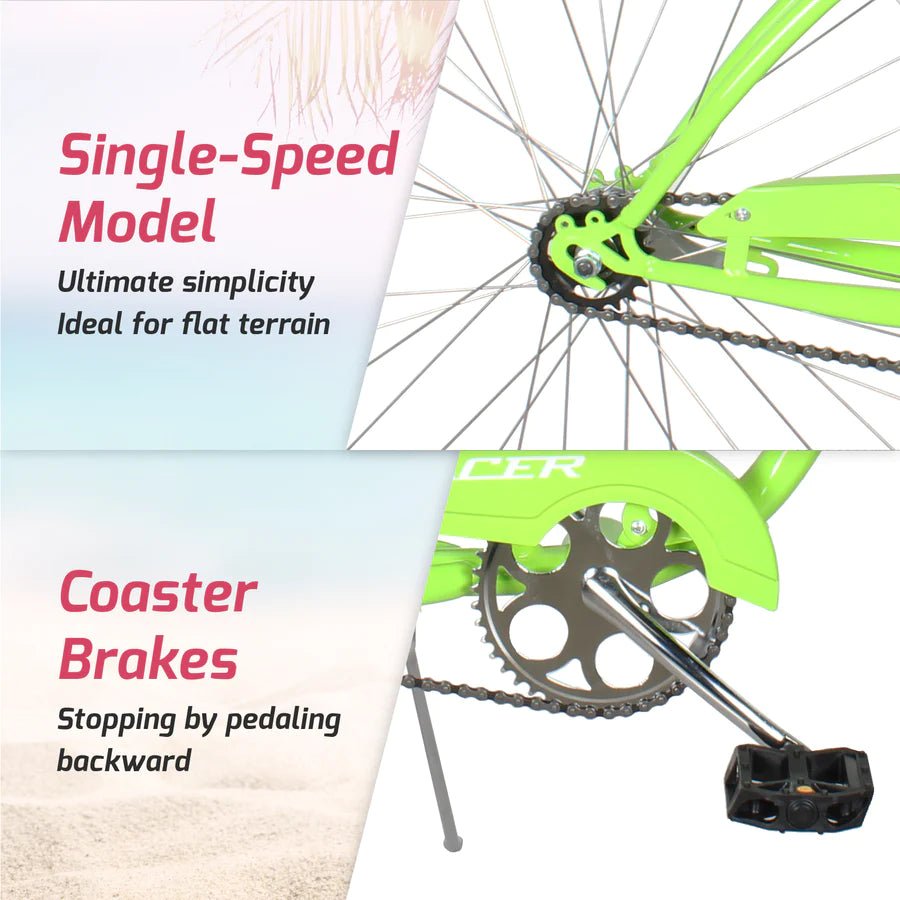 Tracer BORA 26" Step-Through Hybrid Single Speed Fat Tire Beach Cruiser Bike - Upzy.com