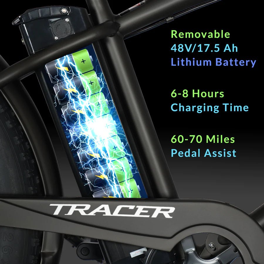Tracer LOITER 800W 48V 26" 7 Speed Disc Brakes Fat Tire Cruiser Electric Bike - Upzy.com