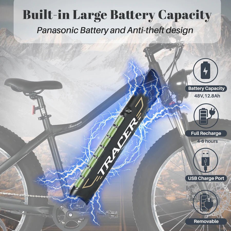 Tracer TACOMA 26" 800W 48V 7 Speed Fat Tire Electric Mountain Bike - Upzy.com